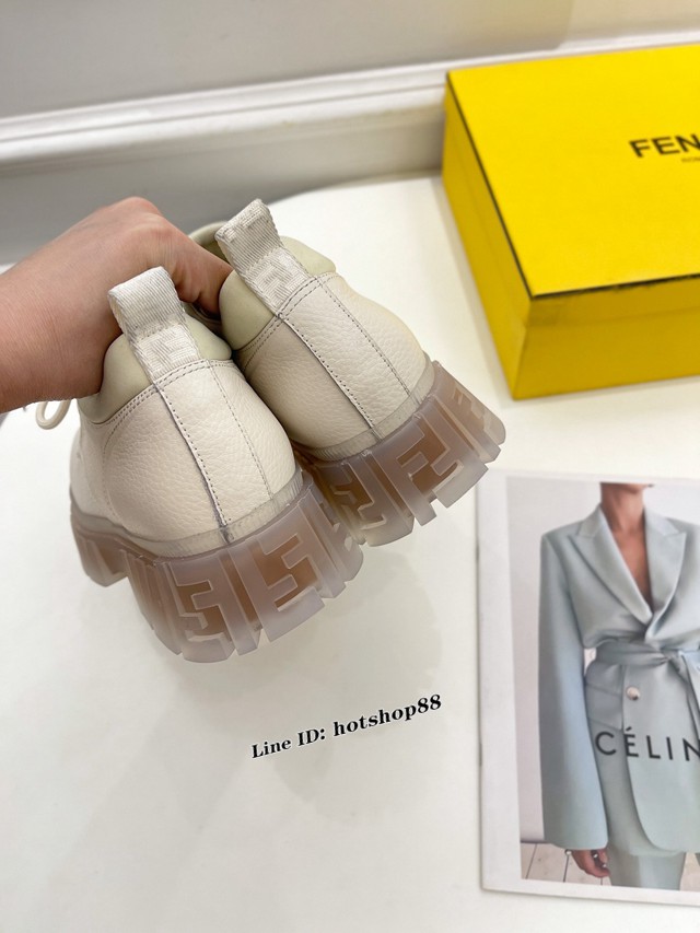 fendi系帶休閒女鞋 芬迪2021秋冬新品簡約氣質特色透明底深口鞋 dx1167